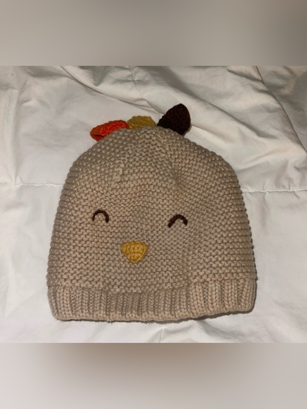 Baby/Newborn Beige Knit Chicken Beanie Hat